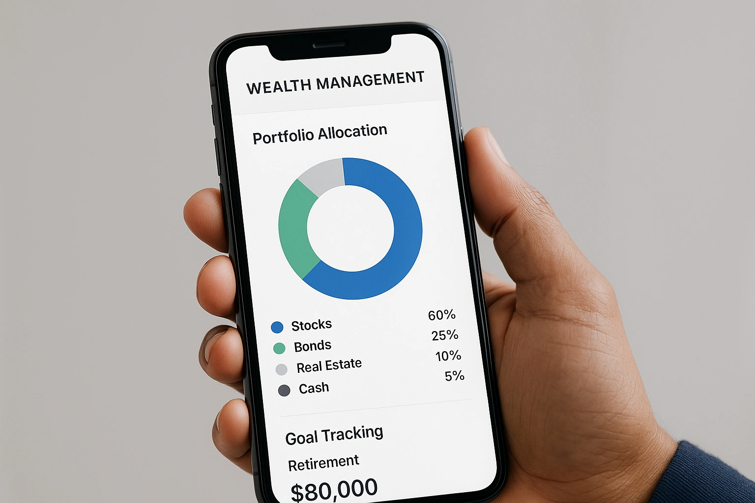A person managing their portfolio on a smartphone, demonstrating the accessibility of modern digital wealth management tools.