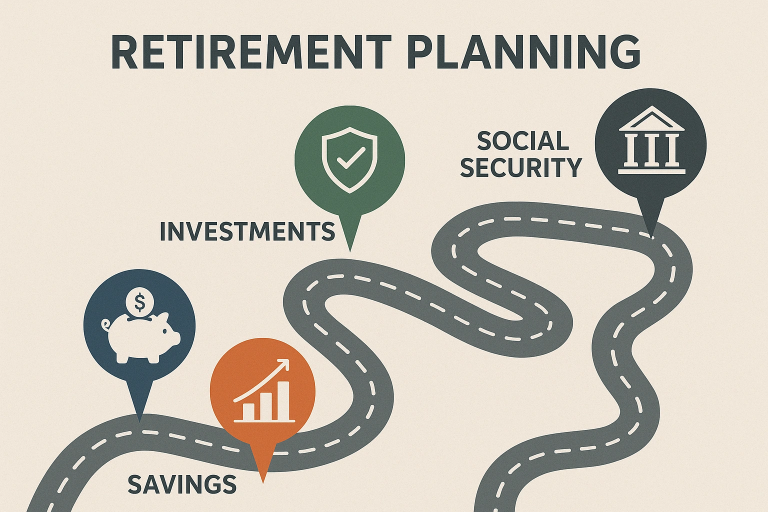 A roadmap illustrating the different stages of the retirement planning checklist.