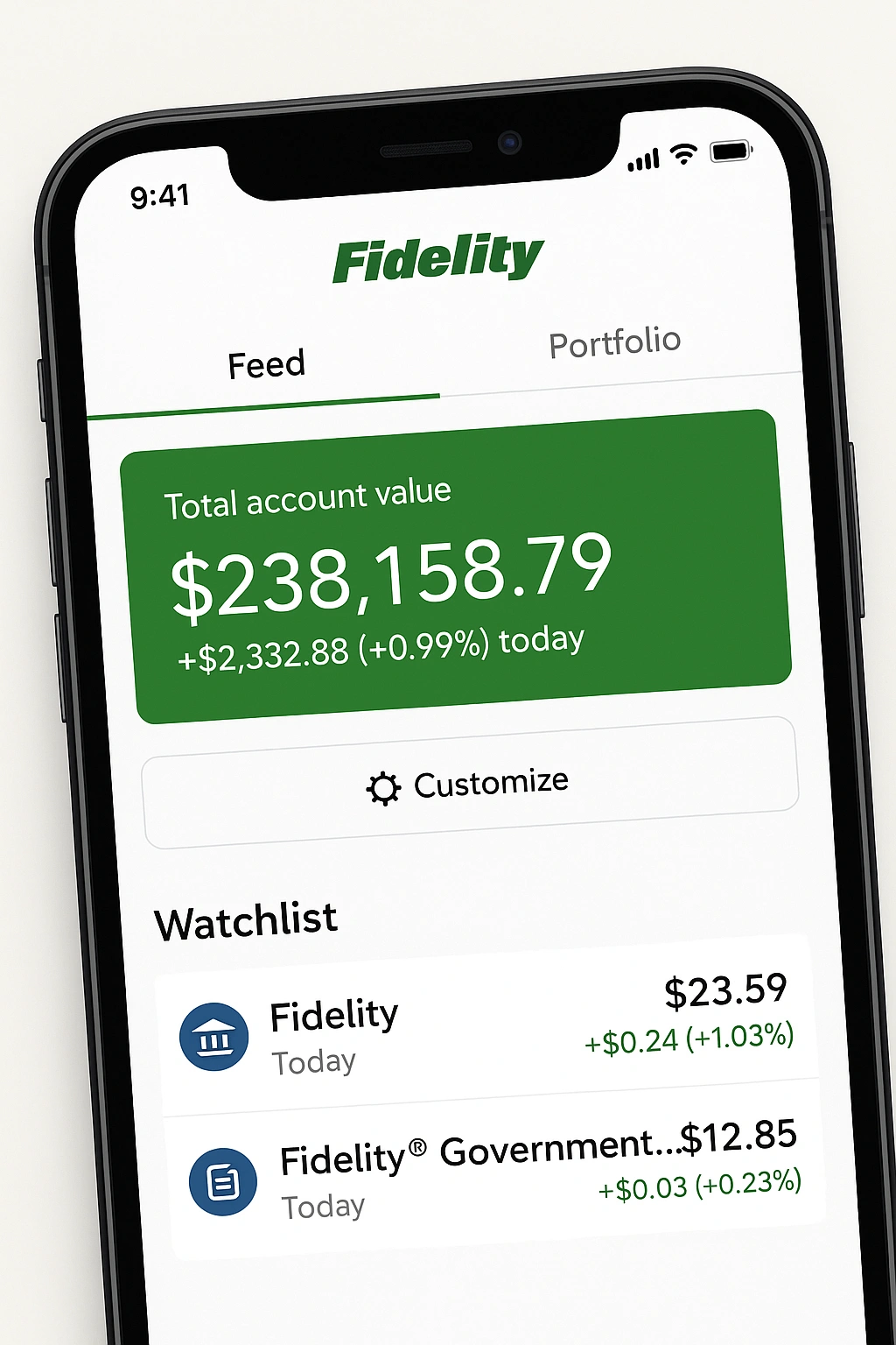 A screenshot of the Fidelity mobile app, one of the best finance tools for retirement.