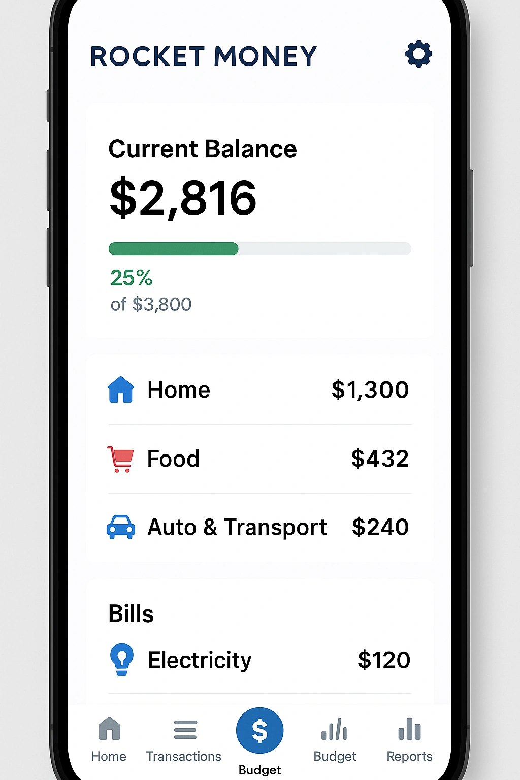 A screenshot of the Rocket Money app, one of the best budgeting apps for tracking spending.