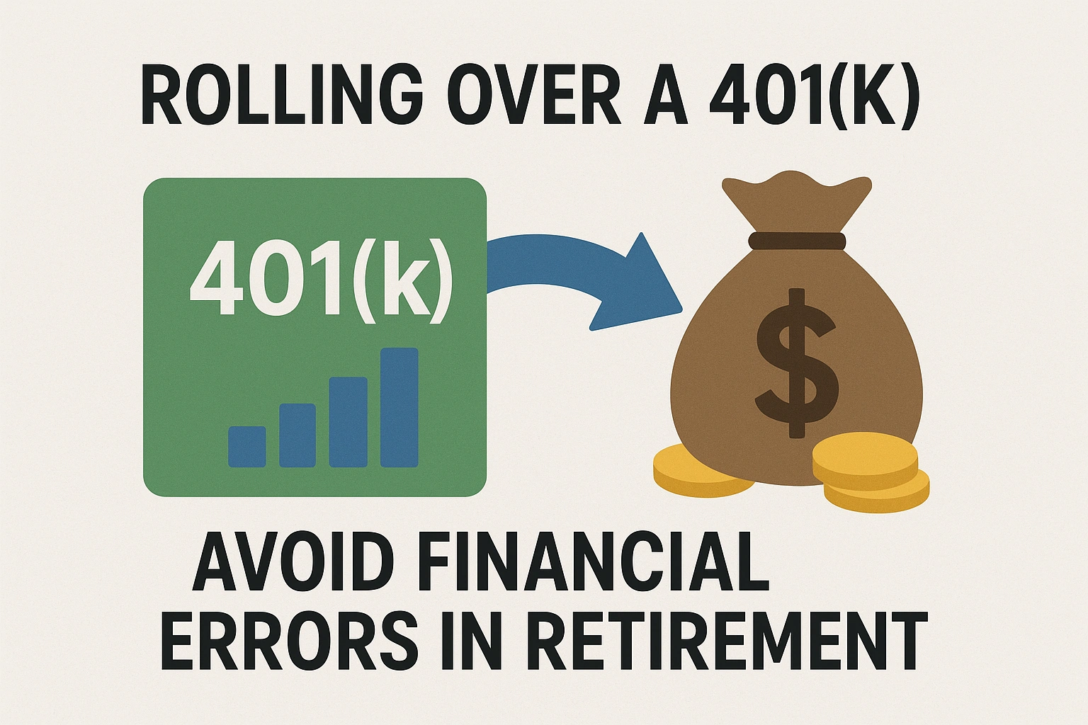 A visual explaining the importance of rolling over a 401k, a key way to avoid financial errors in retirement.