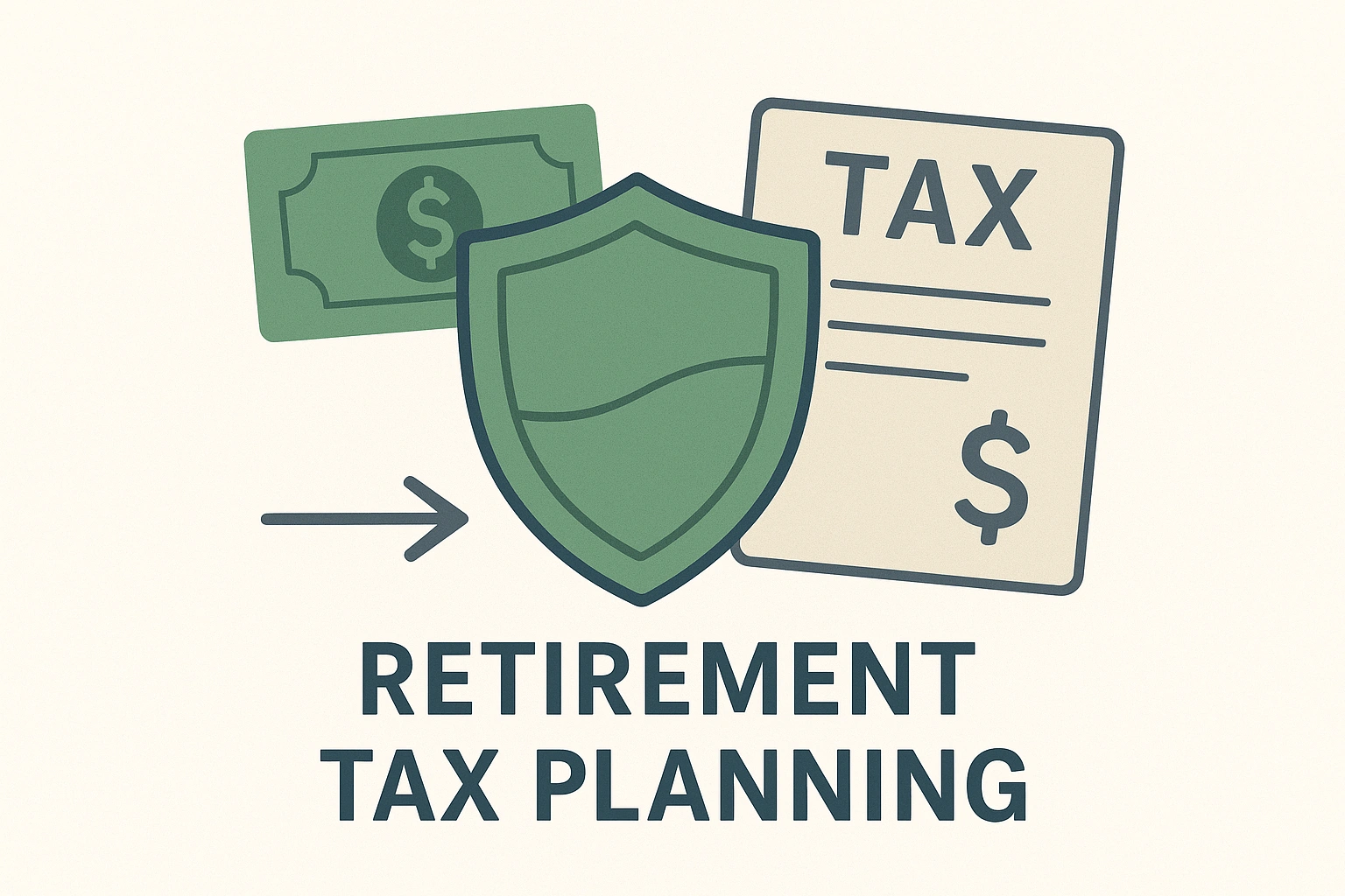 An illustration showing money being shielded from taxes, representing tax planning for retirement.
