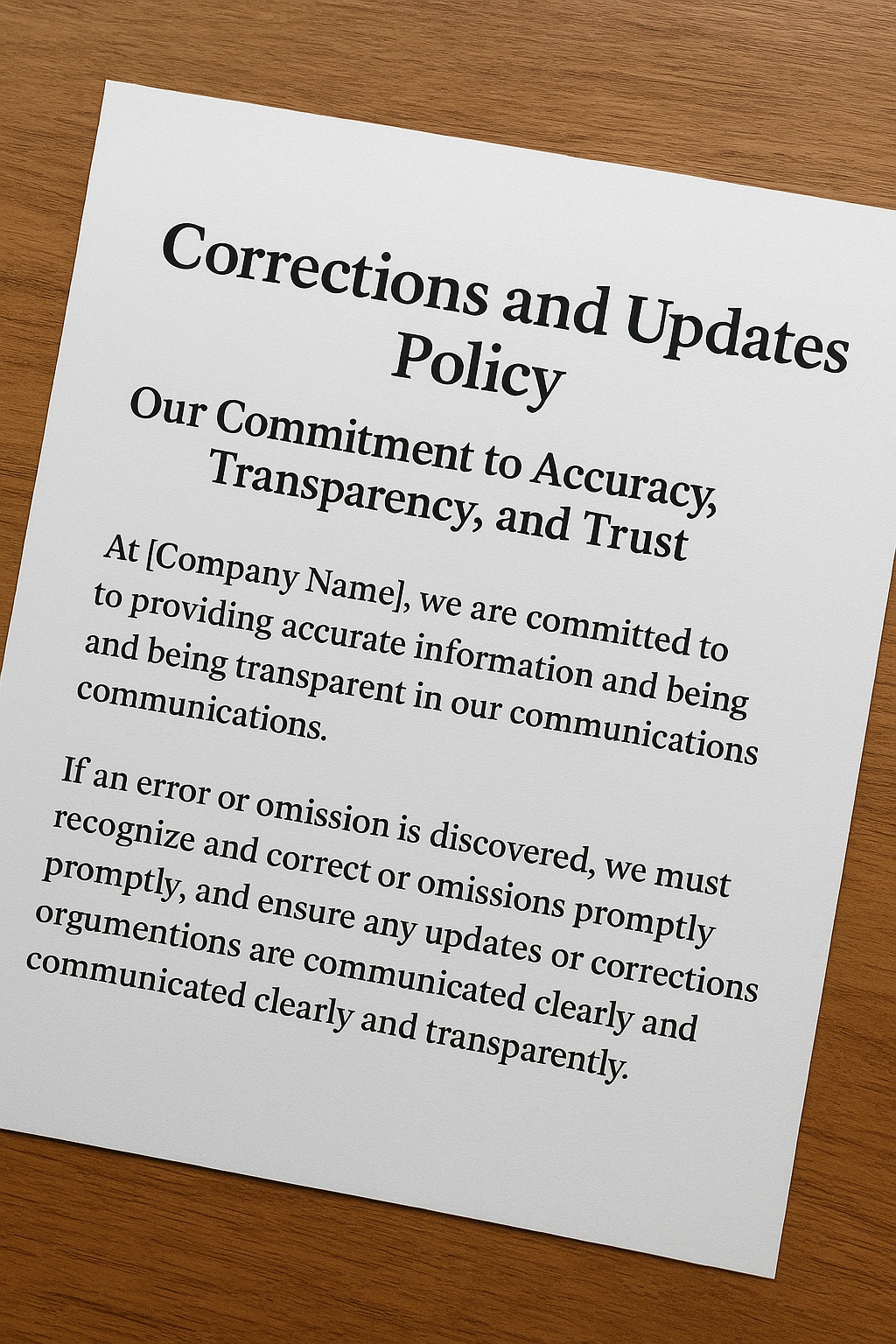 Corrections and Updates Policy Our Commitment to Accuracy, Transparency, and Trust