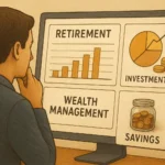 Thumbnail showing a person reviewing retirement plans and wealth management tools on a digital dashboard with charts and graphs, representing secure and strategic financial planning for retirement.